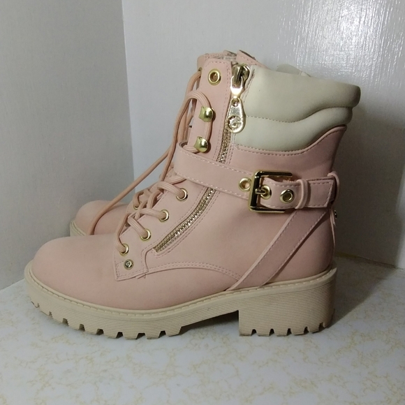 GBG Los Angeles Women's Salma Pink Combat Lace Up/Zip Size 6.5 - Picture 2 of 11